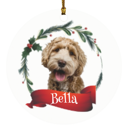 Personalized Pet Ornament, Custom Dog Christmas Ornament, Pet Memorial Ornament, Cat Christmas Photo Ornament, Pet Portrait Name Gift