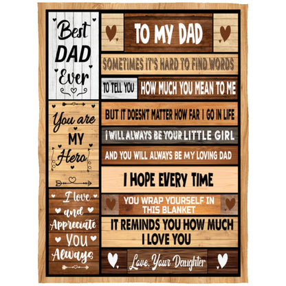 Fluffy Dad Blanket from Daughter or Son – Birthday Gifts for Dad – Dad Gifts from Daughter or Son – Gifts for Dad Who Wants Nothing – Best Dad Ever Gifts, 50” x 60” (Blue)