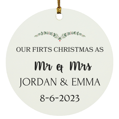 Personalized First Christmas Married Ornament - Mr and Mrs Sprig Christmas Ornament - Our First Christmas Married as Mr and Mrs Ornament - Personalized