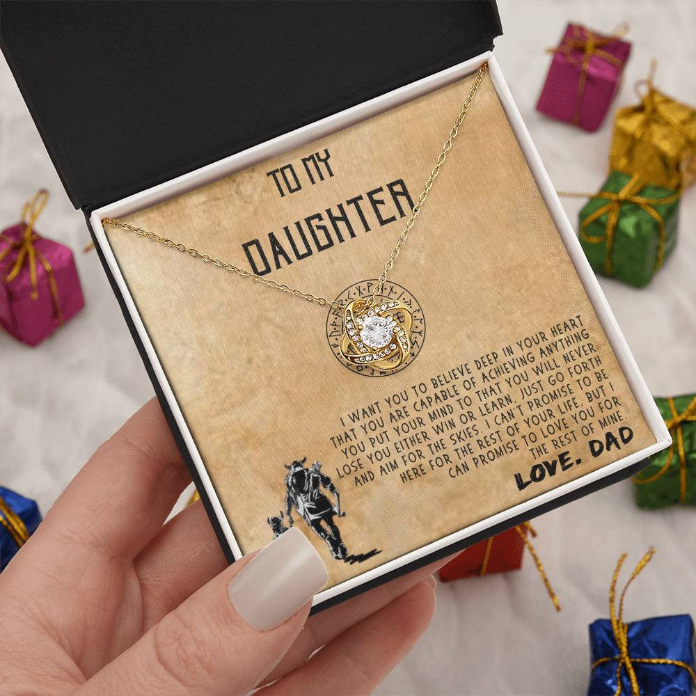 to My Daughter Necklaces Pendants, Father and Daughter Necklace, Daughter and Dad Viking Necklace, Gift from Daddy, Luxury Necklace Silver On Birthday, Anniversary c