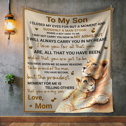 Gifts for Son from Mom and Dad Fathers Day Birthday Gifts to My Son Blanket Boys Christmas Valentines Day Gifts for Him Love Son Letters Printed Soft Flannel Fleece Blanket for Bed Couch 60x 50, 60x80