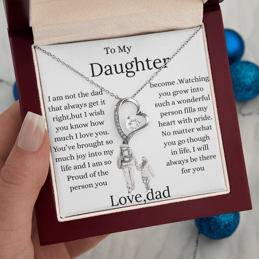 Daughter Graduation Necklace – Gift from Mom or Dad – Love Knot Heart Jewelry