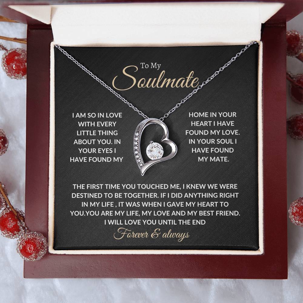 To My Beautiful Soulmate Necklace with Message Card, Gift For Valentine's Day, Birthday, Anniversary, Christmas, Soulmate Pendant Gift For Her