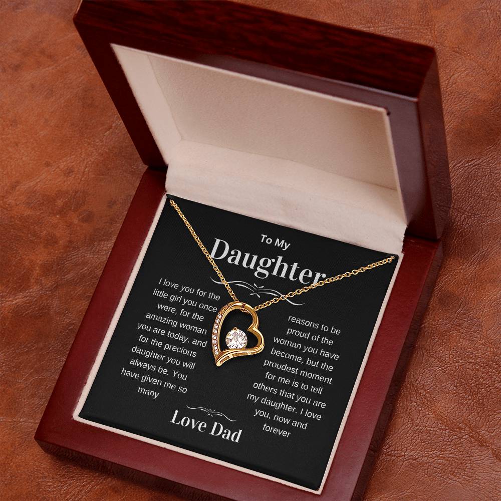 Daughter Love You Forever Heart Pendant Necklace from Dad, Birthday Christmas Valentine's Day