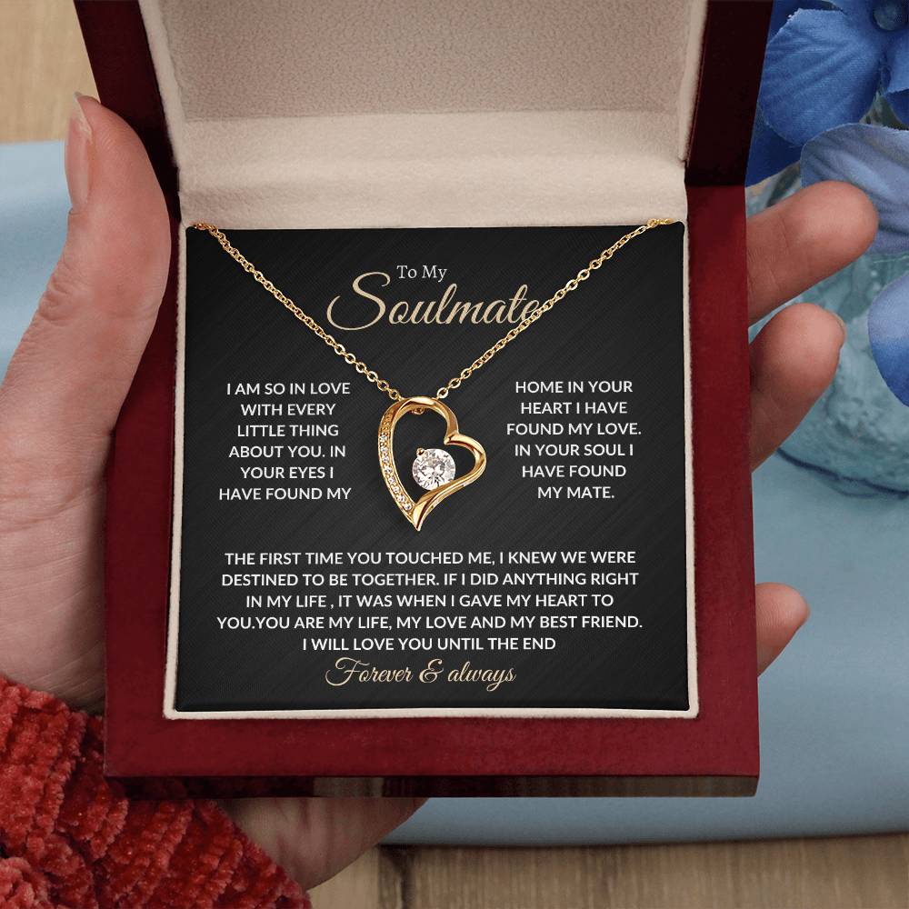 To My Beautiful Soulmate Necklace with Message Card, Gift For Valentine's Day, Birthday, Anniversary, Christmas, Soulmate Pendant Gift For Her