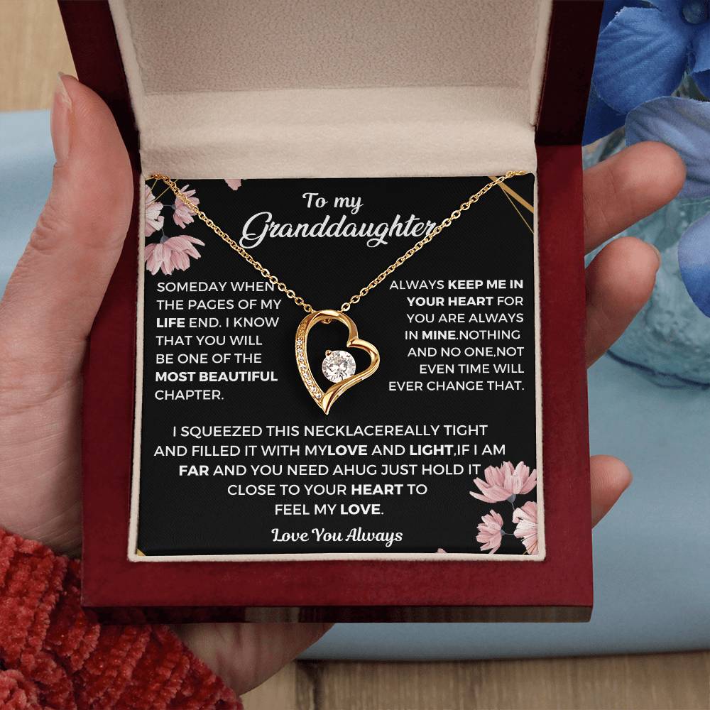 Granddaughter Jewelry Heart Necklace Gift from Grandma, Grandpa, Grandparents, Loved Jewelry for Girls, Teens, Women.