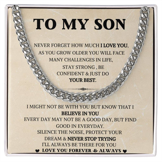 To my son Gift cuban link necklace,special son's Christmas ,birthday present