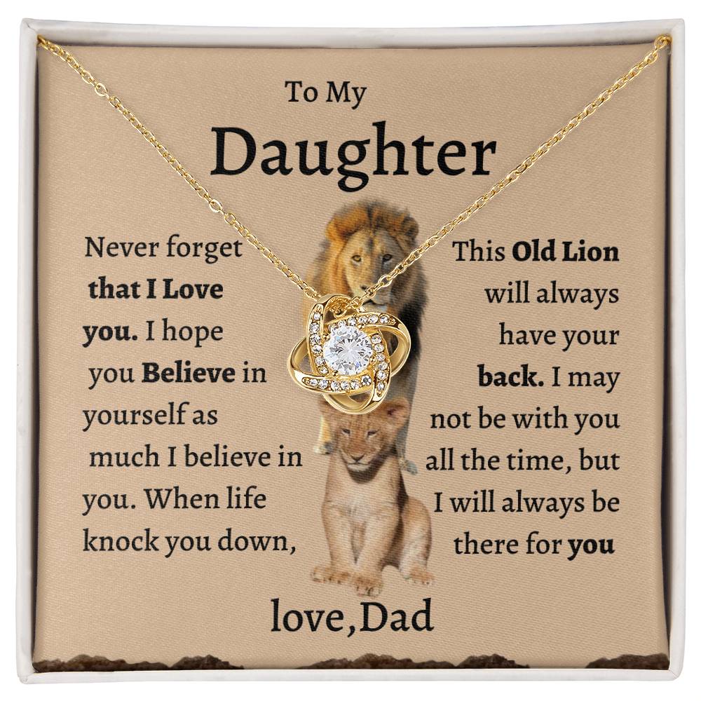 Daughter Necklace From Dad, Lion Dad To My Daughter Necklace, Love Knot Necklace Silver