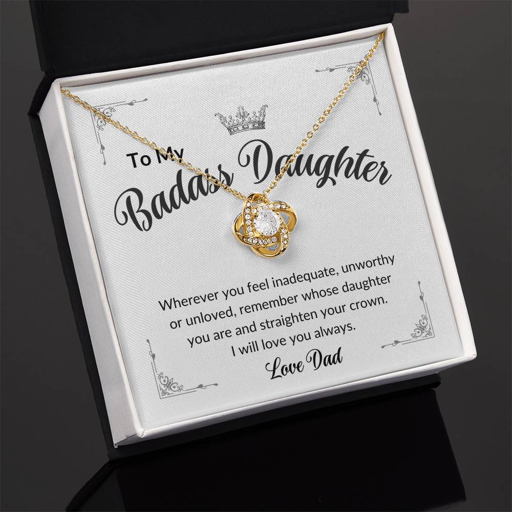 Daughter Necklace, Gift, Necklace For Daughter, From Dad, Jewelry, Mother Dady Gifts Love Knot White