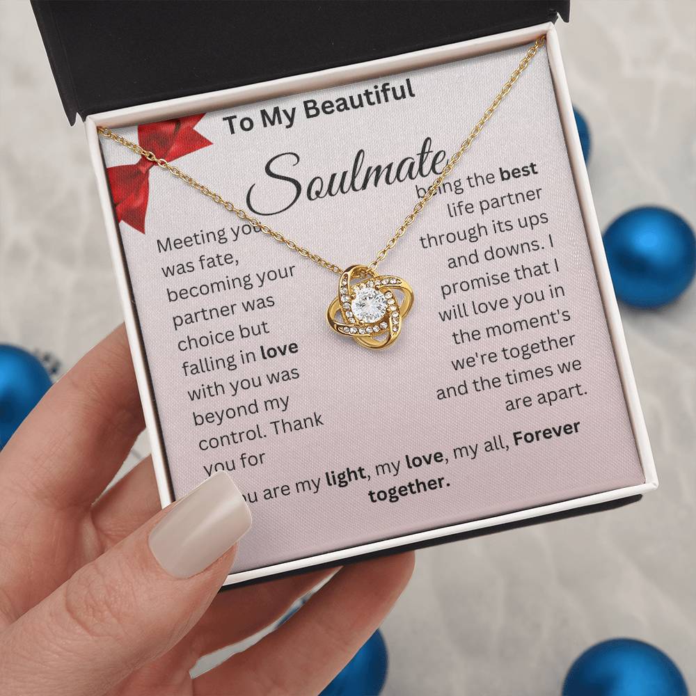 Wife soulmate necklace Romantic partner jewelry Eternal love pendant for wife Meaningful soulmate gift