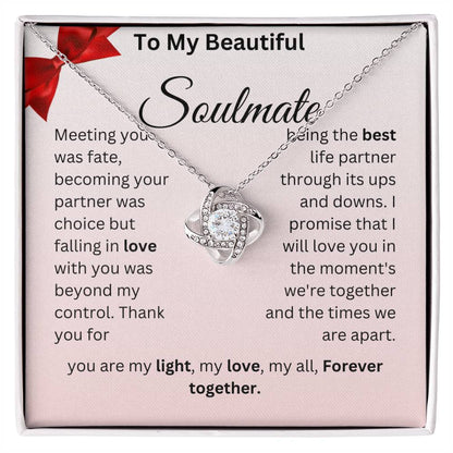 Wife soulmate necklace Romantic partner jewelry Eternal love pendant for wife Meaningful soulmate gift