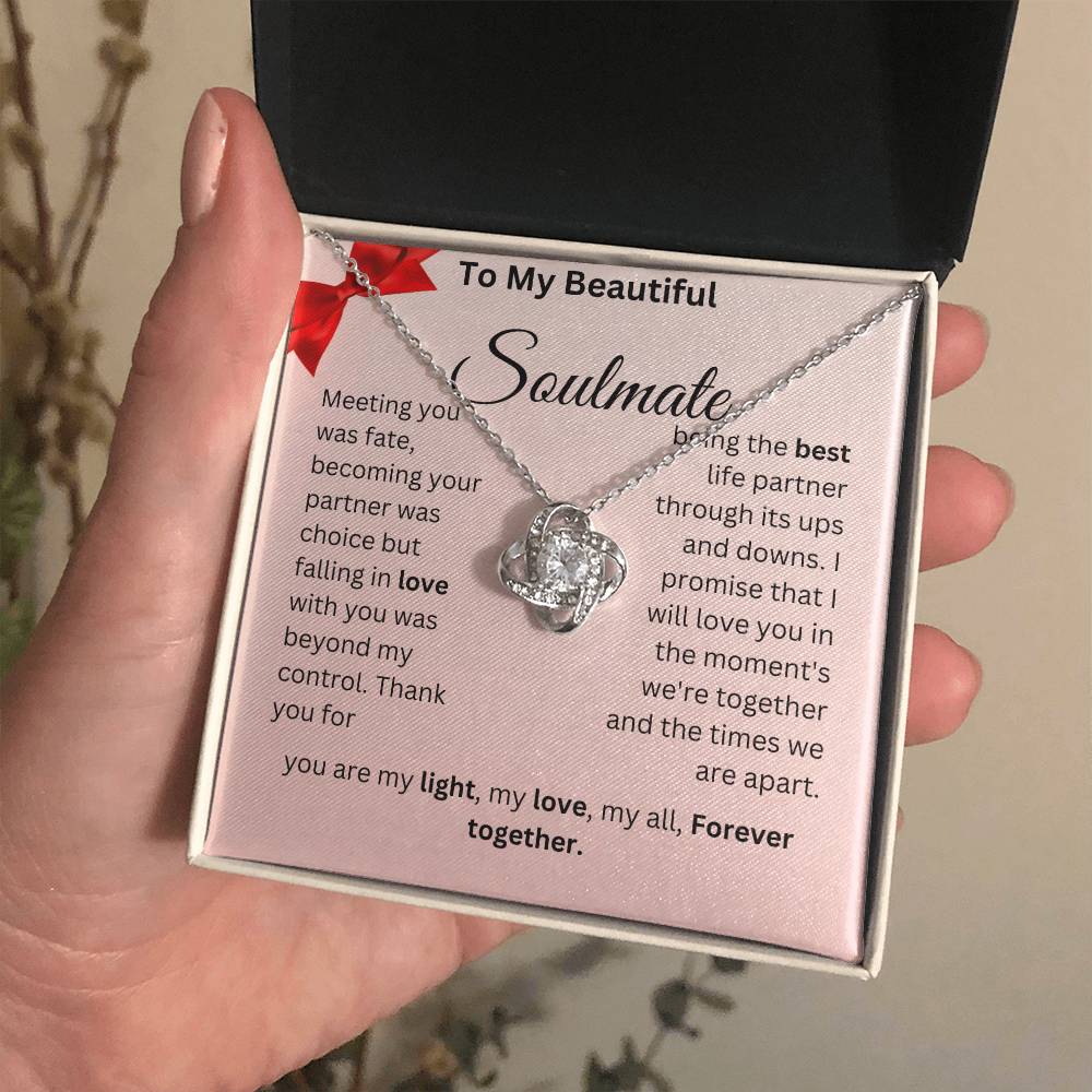 Wife soulmate necklace Romantic partner jewelry Eternal love pendant for wife Meaningful soulmate gift