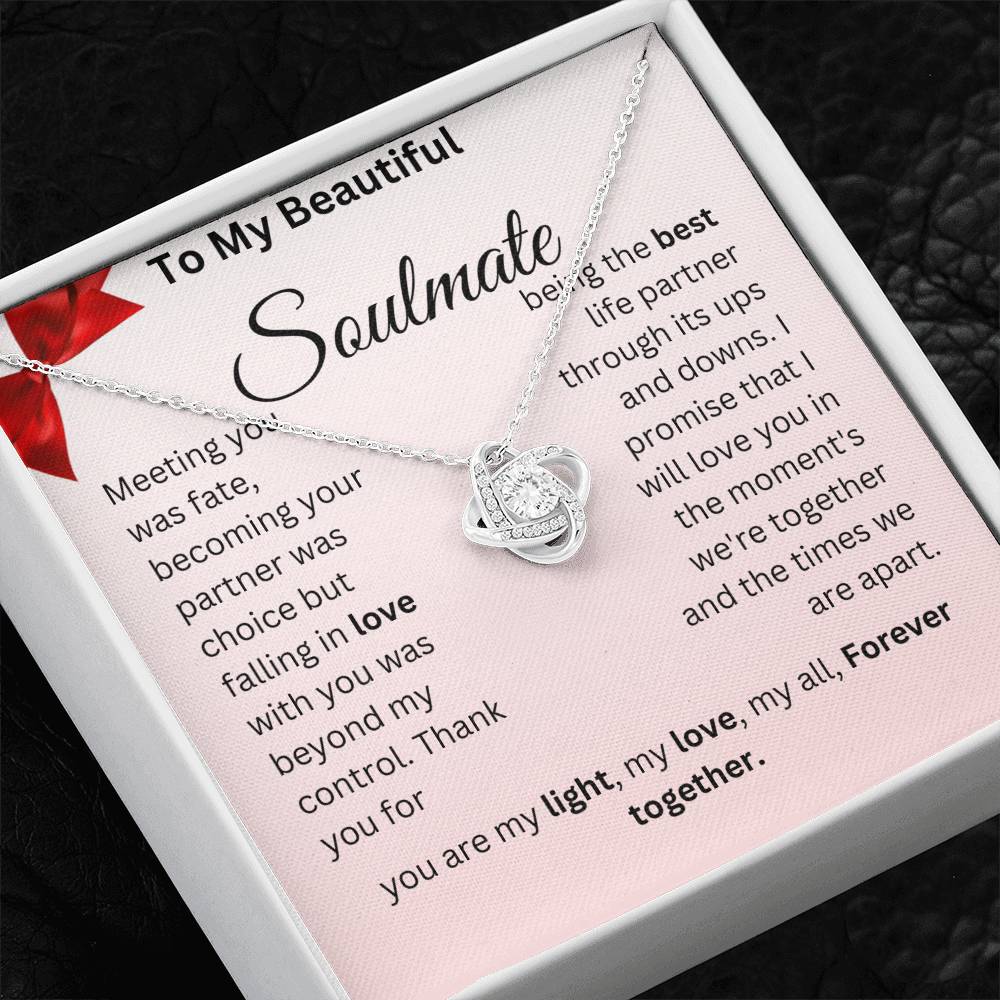 Wife soulmate necklace Romantic partner jewelry Eternal love pendant for wife Meaningful soulmate gift