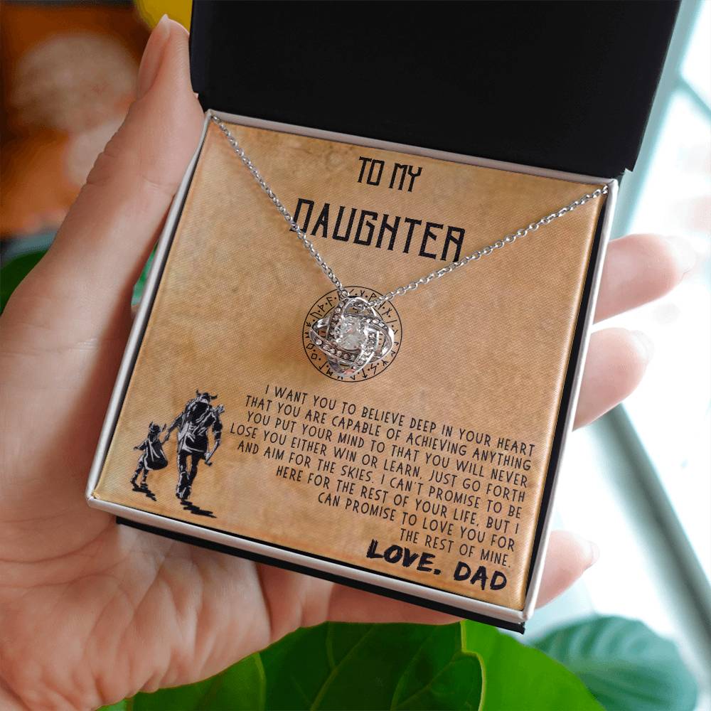 to My Daughter Necklaces Pendants, Father and Daughter Necklace, Daughter and Dad Viking Necklace, Gift from Daddy, Luxury Necklace Silver On Birthday, Anniversary