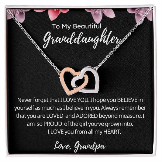 To My Granddaughter Necklace, Xmas Birthday Gift For Granddaughter From Grandpa