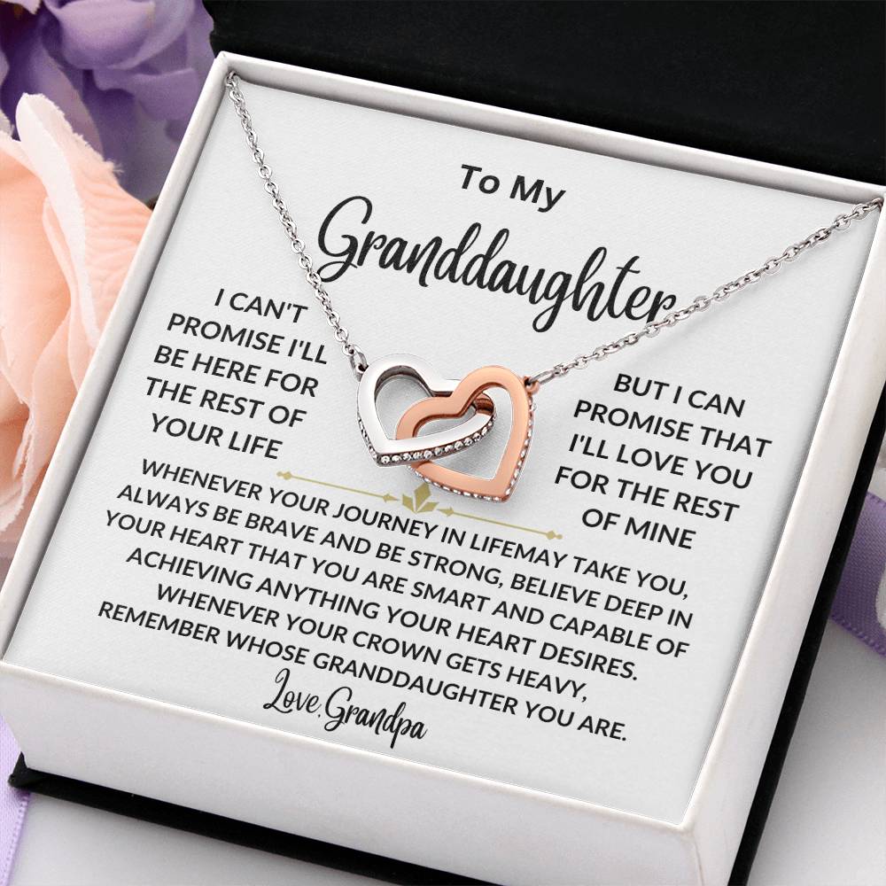 Granddaughter Necklace From Grandpa, Granddaughter Heart Pendant Necklace Jewelry Gift from Grandma, Grandpa, Nana, Papa for Little Girls, Teens, Tweens, Kids, Females Birthday