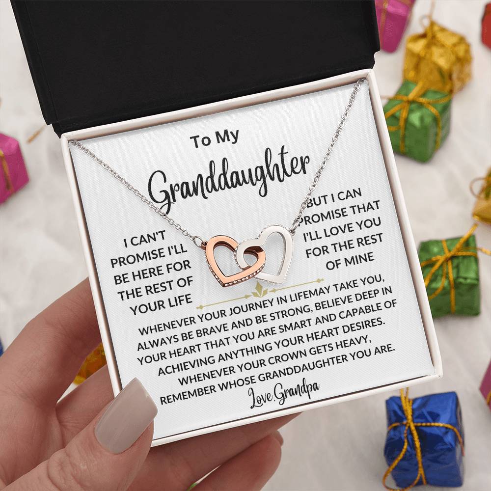 Granddaughter Necklace From Grandpa, Granddaughter Heart Pendant Necklace Jewelry Gift from Grandma, Grandpa, Nana, Papa for Little Girls, Teens, Tweens, Kids, Females Birthday