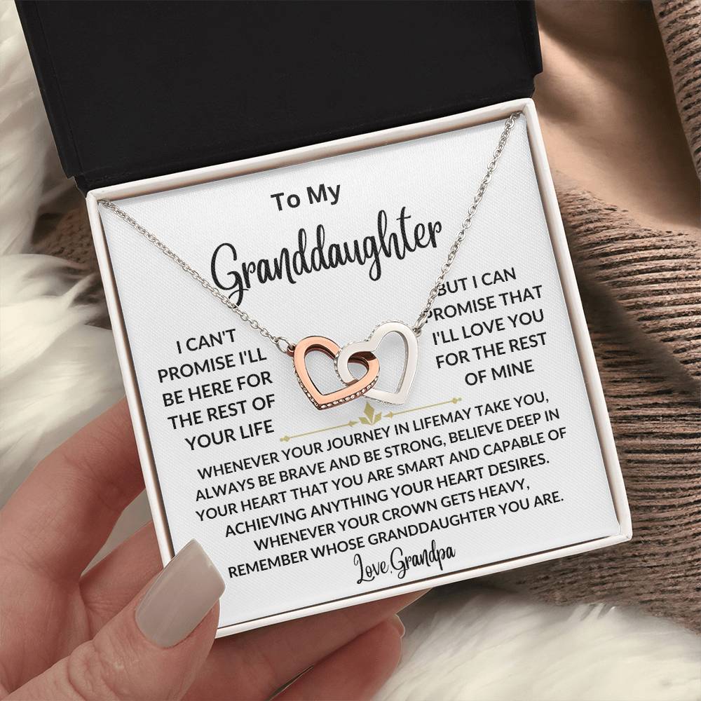 Granddaughter Necklace From Grandpa, Granddaughter Heart Pendant Necklace Jewelry Gift from Grandma, Grandpa, Nana, Papa for Little Girls, Teens, Tweens, Kids, Females Birthday