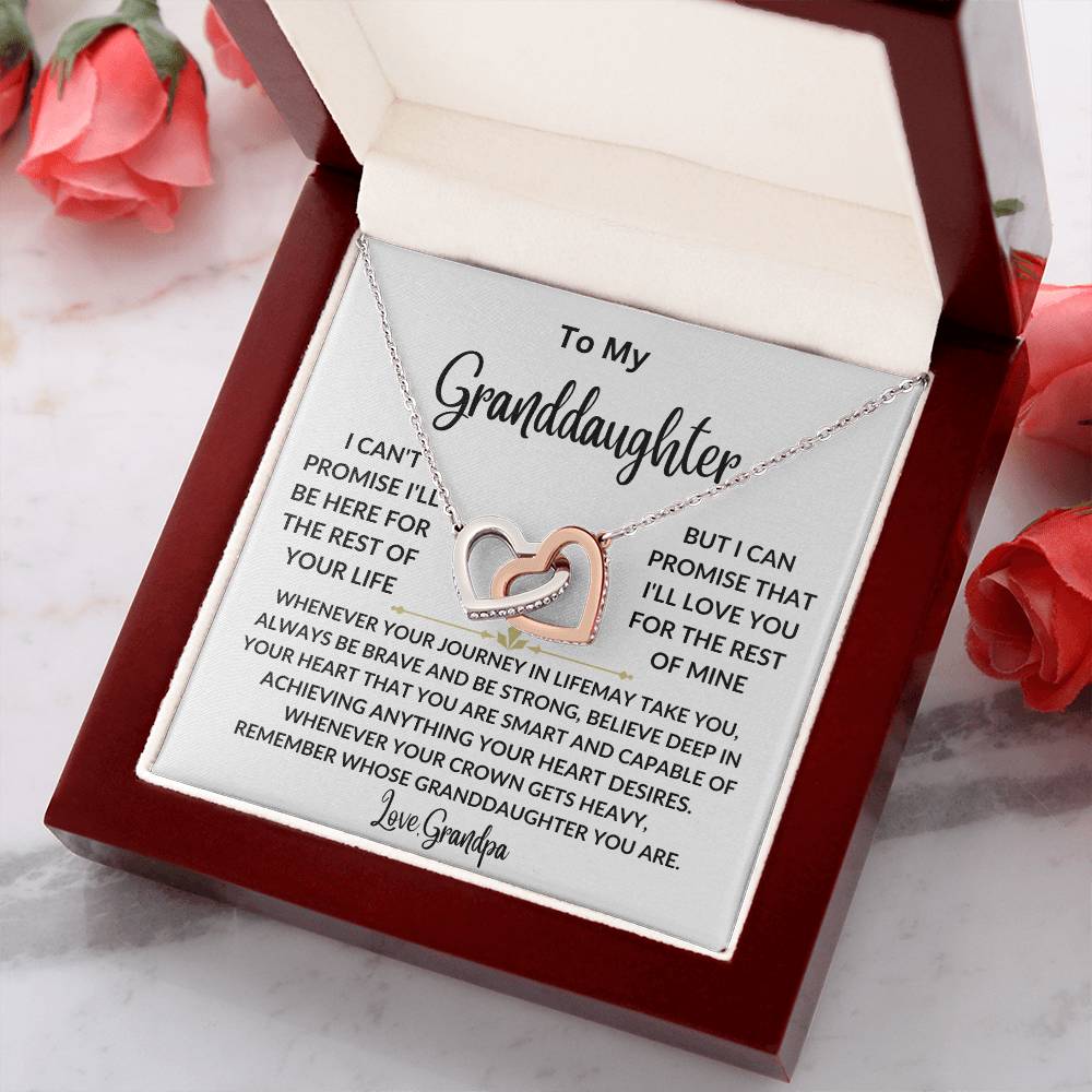 Granddaughter Necklace From Grandpa, Granddaughter Heart Pendant Necklace Jewelry Gift from Grandma, Grandpa, Nana, Papa for Little Girls, Teens, Tweens, Kids, Females Birthday