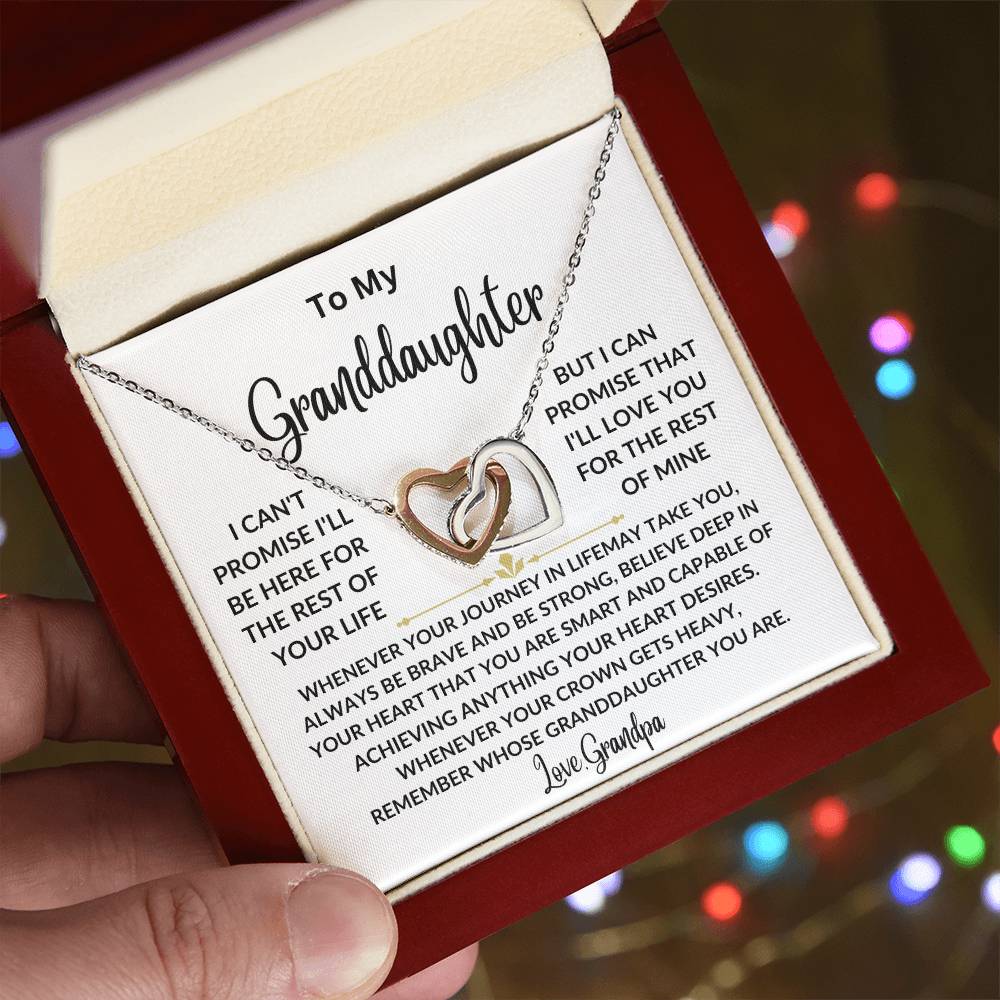 Granddaughter Necklace From Grandpa, Granddaughter Heart Pendant Necklace Jewelry Gift from Grandma, Grandpa, Nana, Papa for Little Girls, Teens, Tweens, Kids, Females Birthday