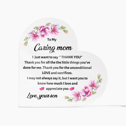 Mom Birthday Gift  printed Acrylic Plaque , special mother's Day gift from son