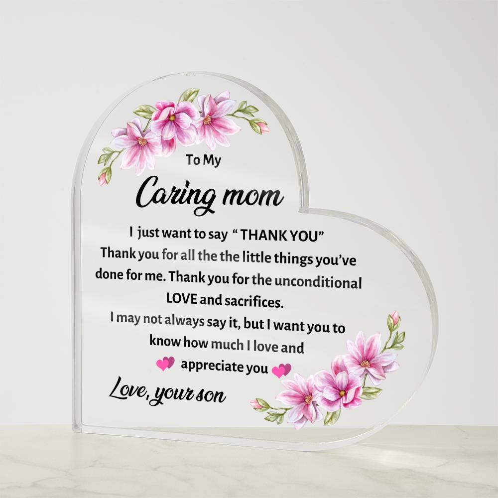 Mom Birthday Gift  printed Acrylic Plaque , special mother's Day gift from son