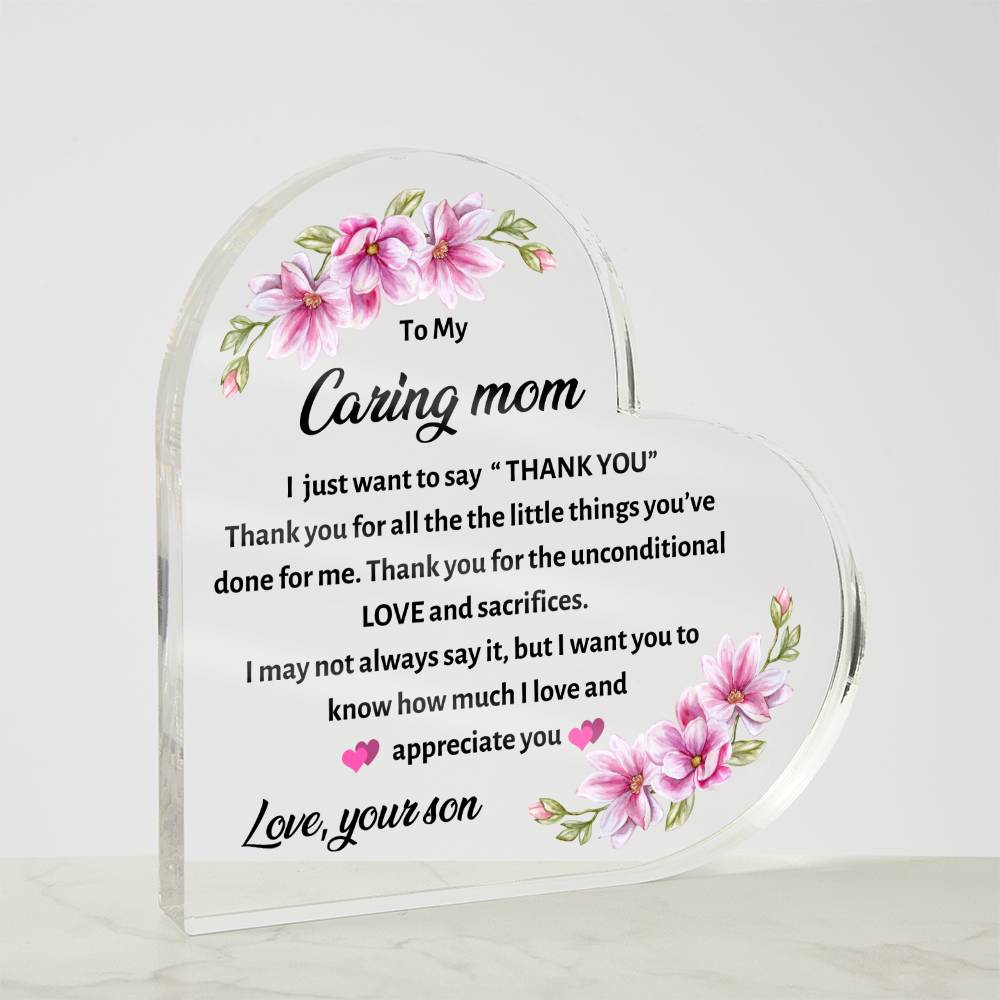 Mom Birthday Gift  printed Acrylic Plaque , special mother's Day gift from son