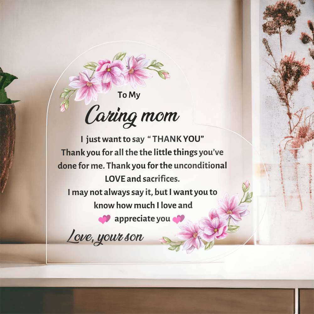 Mom Birthday Gift  printed Acrylic Plaque , special mother's Day gift from son