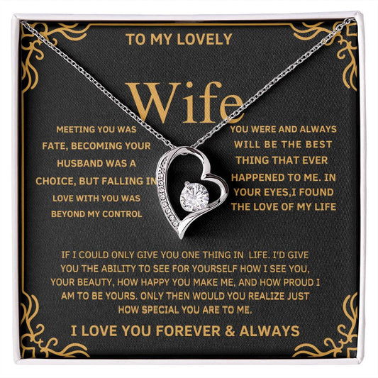 Wife necklace , jewelry gift,,Anniversary gift for wife , Wife birthday necklace Romantic necklace for wife .Wife pendant