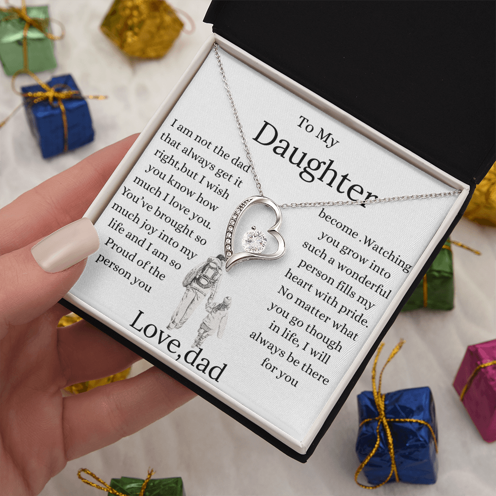 Daughter Graduation Necklace – Gift from Mom or Dad – Love Knot Heart Jewelry