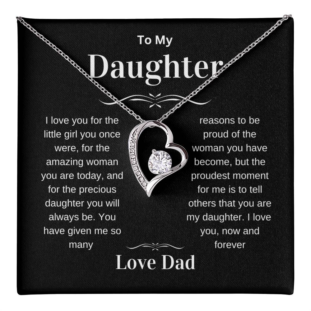 Daughter Love You Forever Heart Pendant Necklace from Dad, Birthday Christmas Valentine's Day