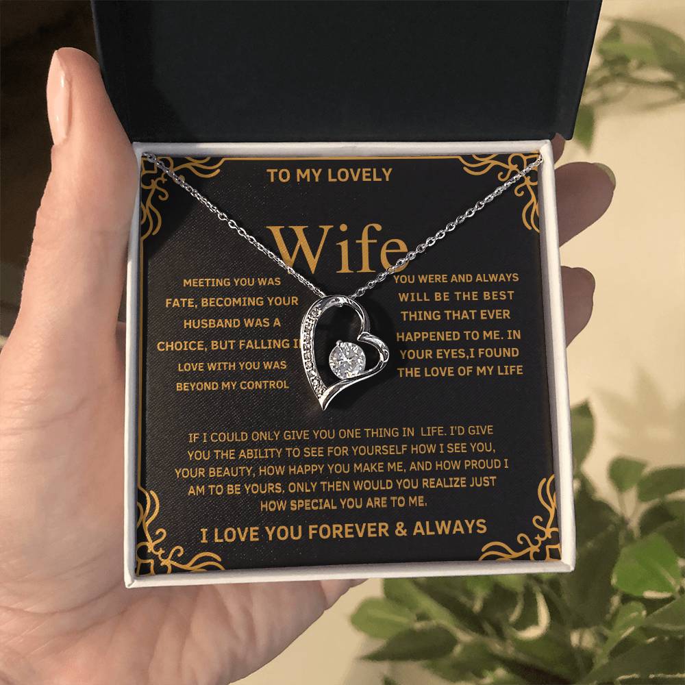 Wife necklace , jewelry gift,,Anniversary gift for wife , Wife birthday necklace Romantic necklace for wife .Wife pendant