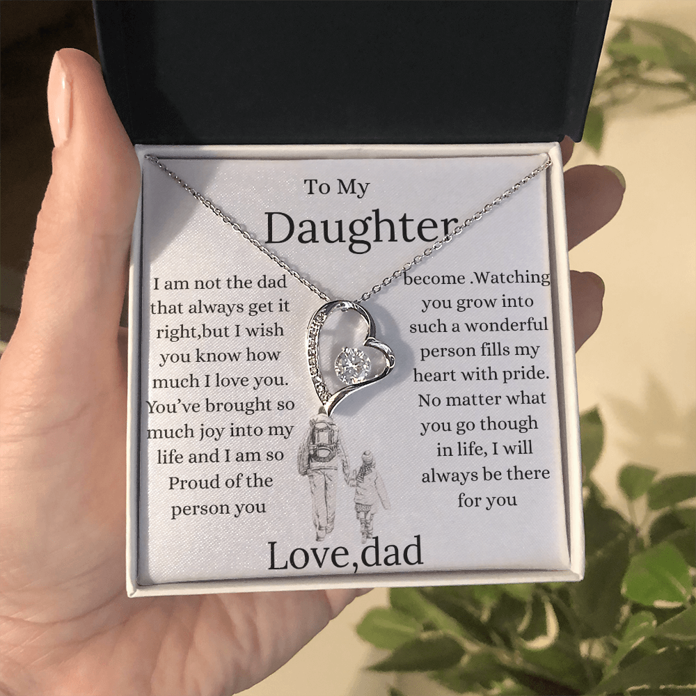 Daughter Graduation Necklace – Gift from Mom or Dad – Love Knot Heart Jewelry
