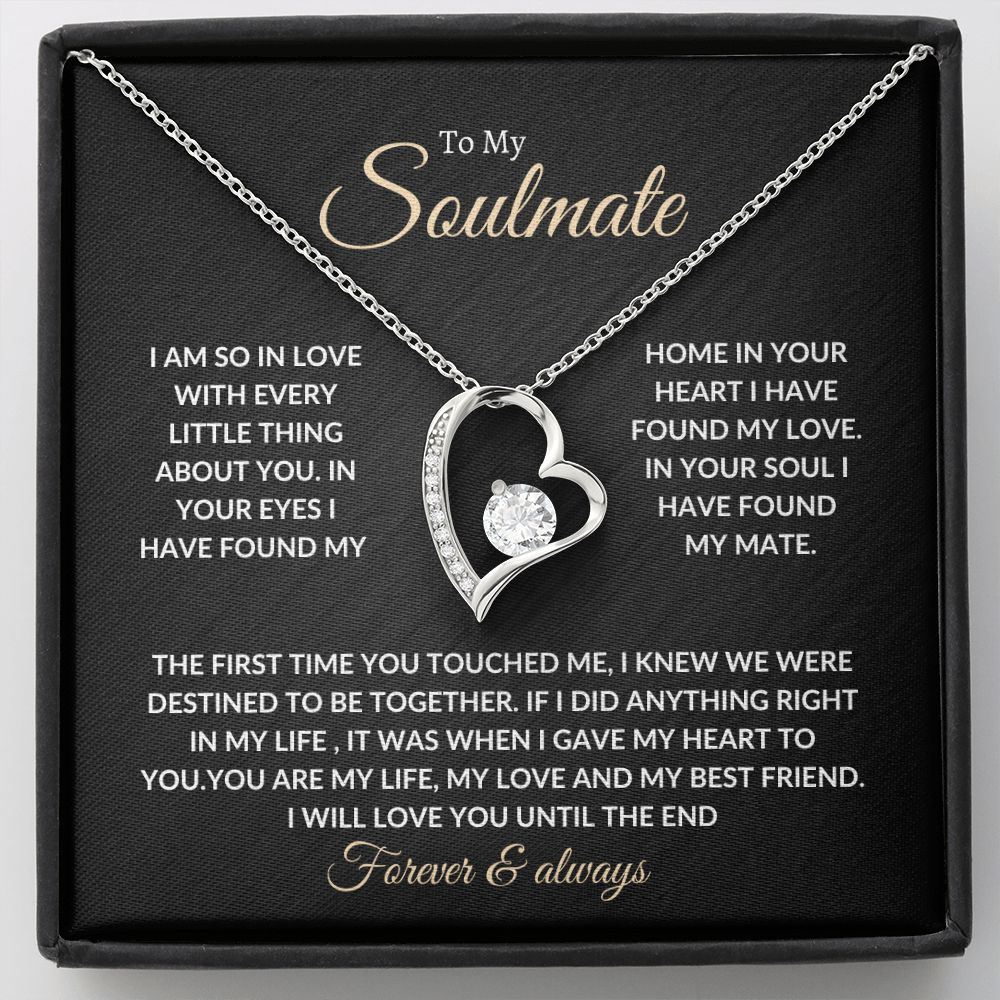 To My Beautiful Soulmate Necklace with Message Card, Gift For Valentine's Day, Birthday, Anniversary, Christmas, Soulmate Pendant Gift For Her