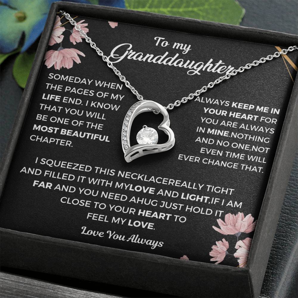 Granddaughter Jewelry Heart Necklace Gift from Grandma, Grandpa, Grandparents, Loved Jewelry for Girls, Teens, Women.