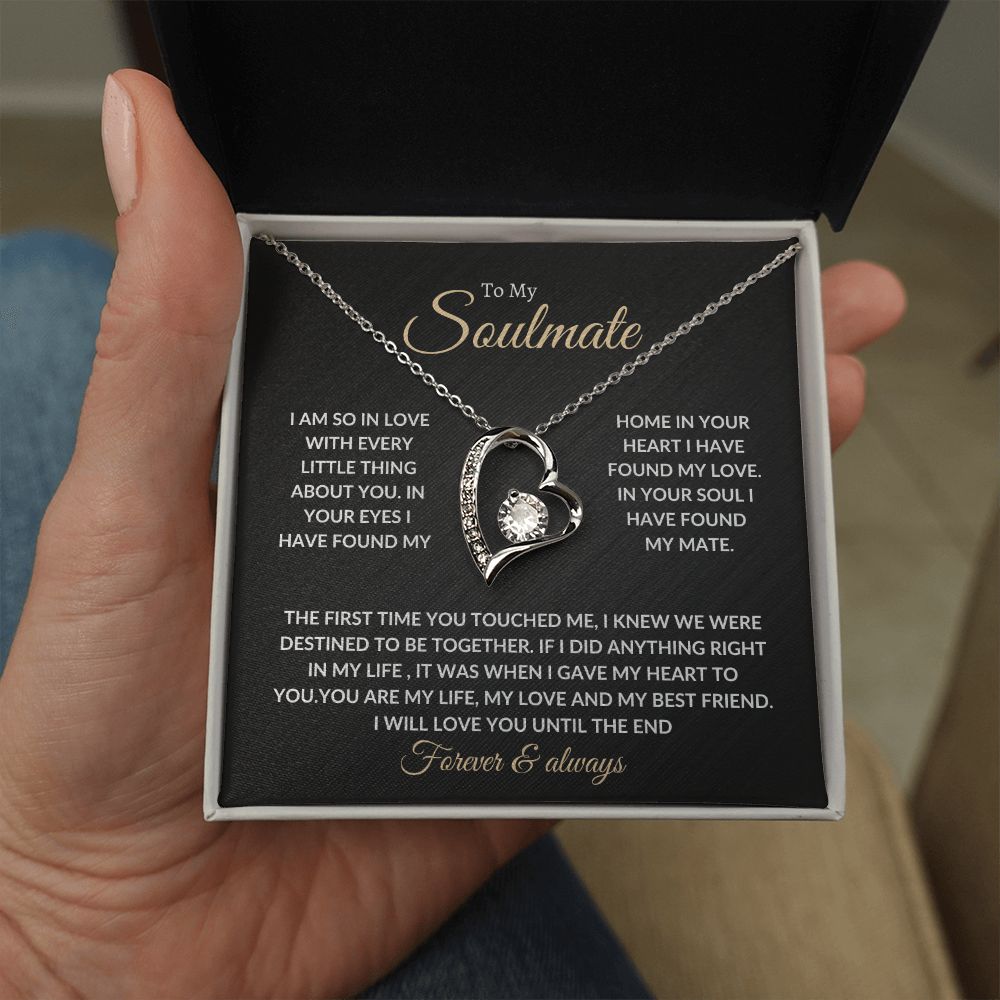 To My Beautiful Soulmate Necklace with Message Card, Gift For Valentine's Day, Birthday, Anniversary, Christmas, Soulmate Pendant Gift For Her