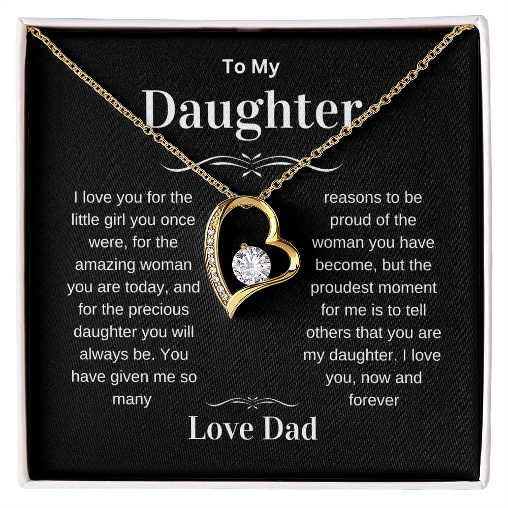 Daughter Love You Forever Heart Pendant Necklace from Dad, Birthday Christmas Valentine's Day