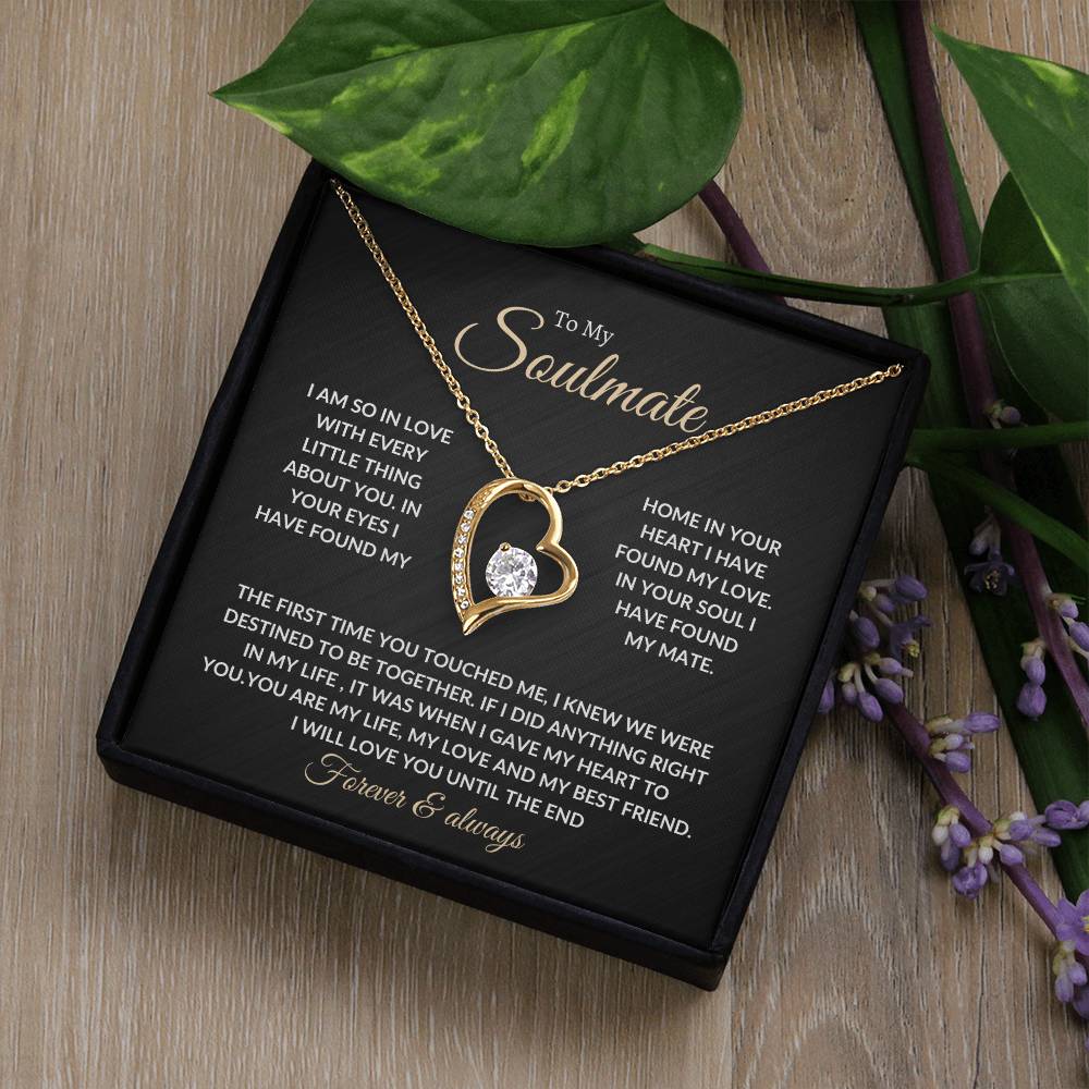 To My Beautiful Soulmate Necklace with Message Card, Gift For Valentine's Day, Birthday, Anniversary, Christmas, Soulmate Pendant Gift For Her