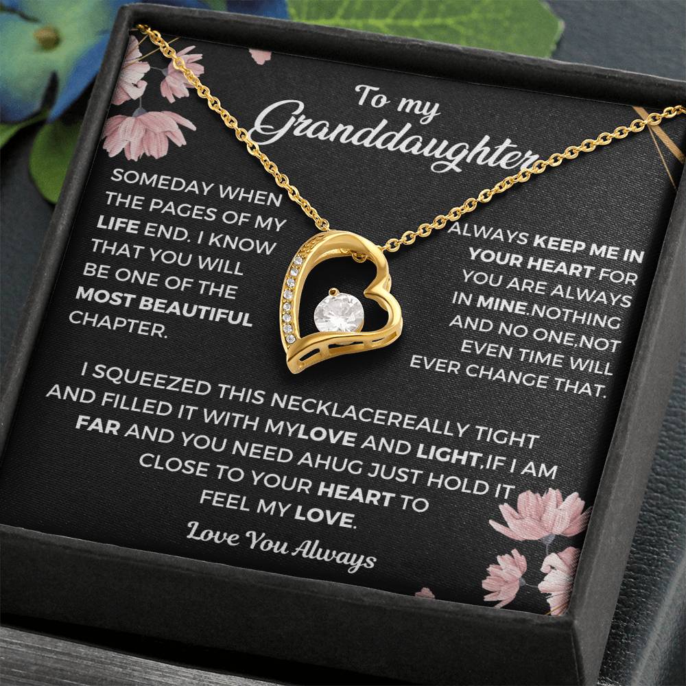 Granddaughter Jewelry Heart Necklace Gift from Grandma, Grandpa, Grandparents, Loved Jewelry for Girls, Teens, Women.