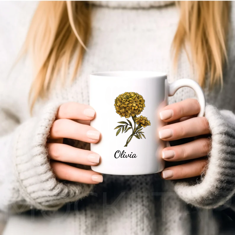 Personalized name Birth flower mug