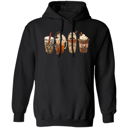 Horror Movie Halloween Coffee Late Pullover Hoodie