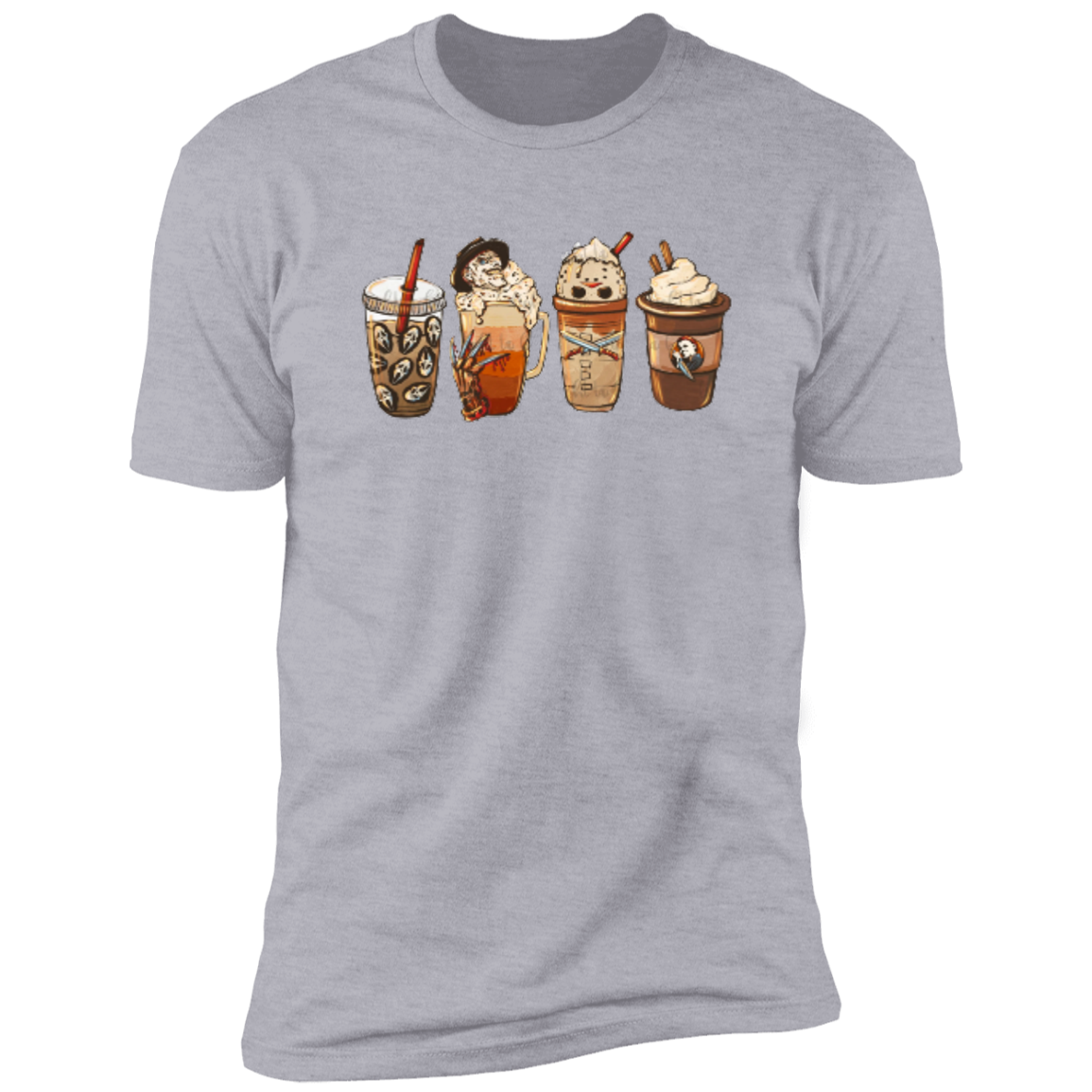 Horror Movie Halloween Coffee Late Premium Short Sleeve Tee