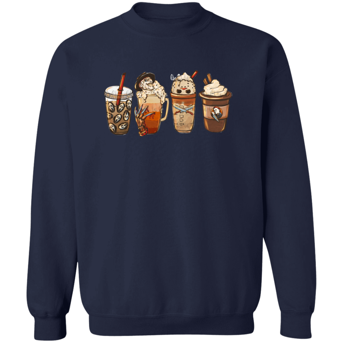 Horror Coffee Late Halloween  Pullover Crewneck Sweatshirt