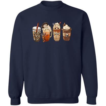 Horror Coffee Late Halloween  Pullover Crewneck Sweatshirt