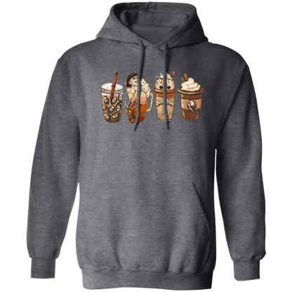 Horror Movie Halloween Coffee Late Pullover Hoodie