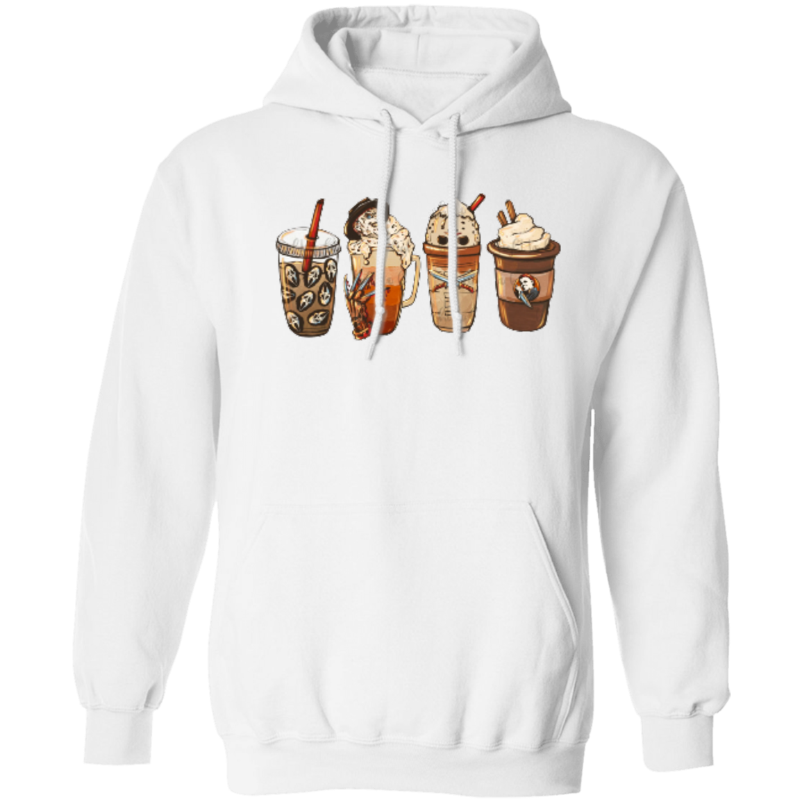 Horror Movie Halloween Coffee Late Pullover Hoodie