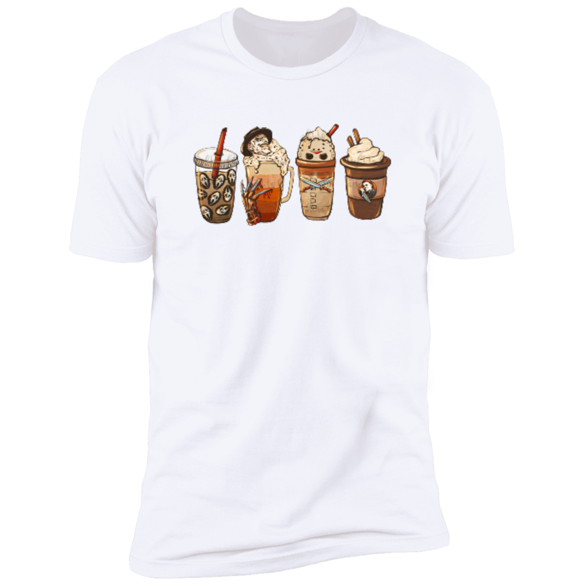 Horror Movie Halloween Coffee Late Premium Short Sleeve Tee