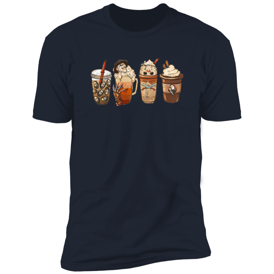 Horror Movie Halloween Coffee Late Premium Short Sleeve Tee