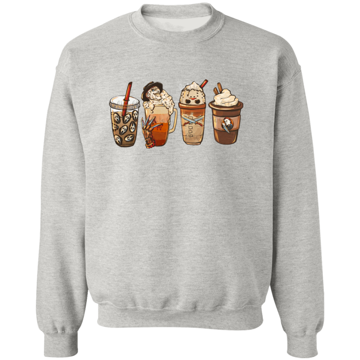 Horror Coffee Late Halloween  Pullover Crewneck Sweatshirt