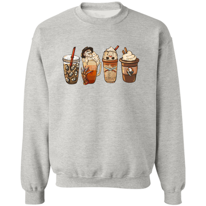 Horror Coffee Late Halloween  Pullover Crewneck Sweatshirt